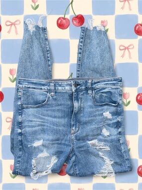 American Eagle Outfitters Distressed Skinny Jeans - Light Blue
